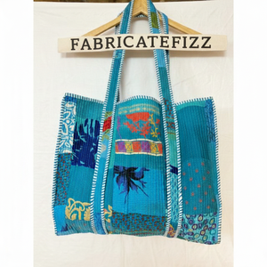 Bolso Tote de Seda Vintage Hecho a Mano con Parches, Bolso de Compras Reutilizable Ecológico para Mujer, FABRICATEFIZZ, Bolso Étnico Indio - Product Image 1