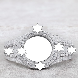 Reloj de Lujo Redondo con Incrustaciones de Diamantes de Imitación, Estilo Hip Hop, Movimiento Automático, Esfera de Cristal, Acero Inoxidable, para Unisex - Product Image 2