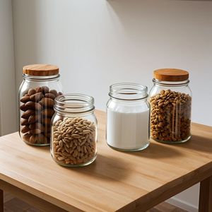 <b>Large</b> Glass <b>Jar</b> With Wooden Lid For Storing Rice Flour Pasta Cereals Sugar Coffee Beans <b>Jar</b> And Baking Supplies - Product Image 6