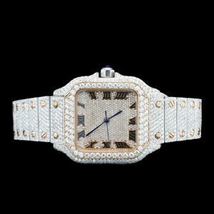 Different Shapes Moissanite Studded <b>Square</b> Dial With Roman Numerals Iced Out <b>Watch</b> Two Tone Hip Hop Rapper Wrist Luxurious <b>Watch</b> - Product Image 6