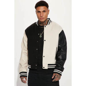 Chaqueta Universitaria Personalizada de Lana Negra, Unisex, con Logotipo Frontal Bordado, para Exteriores, Béisbol, Hombre - Product Image 3