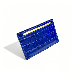 [Calidad Superior] Cartera Delgada de Cuero Genuino Castello con Grabado de Cocodrilo, Tarjetero Abierto de Poliéster en Negro, Azul Marino, Rojo y Verde - Product Image 4