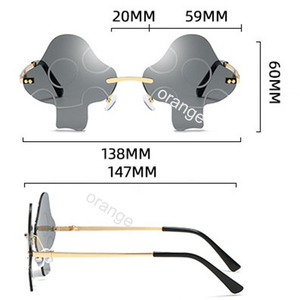 Mushroom <b>Sunglasses</b> Shaped for Women Men Irregular <b>Rimless</b> Metal Trendy <b>Sunglasses</b> Rave Party Candy Color Eyewear Shades - Product Image 5