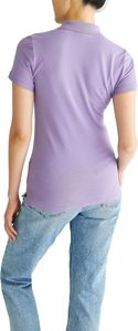Camiseta Polo de Manga Corta para Mujer, Color Morado Sólido, Tejido Piqué, Corte Regular Informal - Product Image 5