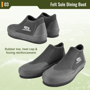 Botas de buceo Aropec de neopreno de 3 mm con suela de fieltro antideslizante de 10 mm, diseño duradero para centros de buceo de alquiler, servicio OEM/ODM. - Product Image 4