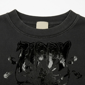 T-shirt à manches longues pour homme, col rond, double couche, imprimé, effet délavé, surdimensionné, logo personnalisé, inspiration vintage, 100% coton, style urbain - Product Image 2