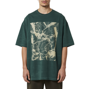 Best Selling Men's Forest Green Plain Dyed Heavyweight Oversized T-Shirt 100% Cotton Satin Casual Wear - Product Image 2