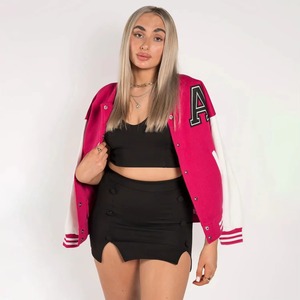 Custom Ladies Varsity Leather Jacket Chenille Embroidery Wool Body OEM ODM Factory Sample Service Available New - Product Image 6