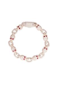 925 Silver Rhodium Plated Moissanite and <b>Ruby</b> Skulls Hip-hop Style <b>Bracelet</b> for Wedding Party or Anniversary Gift - Product Image 3