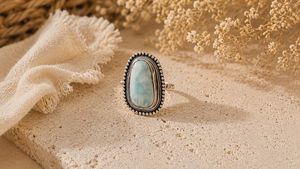 Anillo de Plata Larimar, Anillo de Plata de Ley 925, Plata de Ley 925 Sólida - Product Image 3