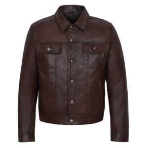 Custom 100% Genuine Soft Nappa Leather <b>Men</b>’s <b>Jacket</b> Tailored Fit Custom Logo Private Label OEM Wholesale Casual Trucker Style - Product Image 6
