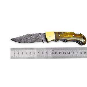 Couteau de poche pliant à double lame en acier Damas de haute qualité, fait main sur mesure, avec couteau de camping OEM en acier Damas - Product Image 4