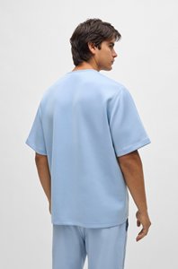 Camiseta de Jersey de Algodón Azul Claro Extra Grande para Hombre, Manga Corta, Cuello Redondo, Corte Informal, Color Sólido, Tejido Transpirable - Product Image 2