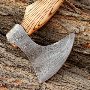 Factory cost Damascus steel functional Hand forged bearded outdoor <b>axe</b> Wood <b>handle</b> handmade Viking tomahawk - Product Image 3