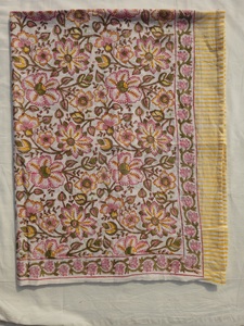 Handmade Block Printed <b>Sarong</b> For Woman Make These Scarves With 100% Natural Organic Colors Floral Hand Block Print Cotton - Product Image 1
