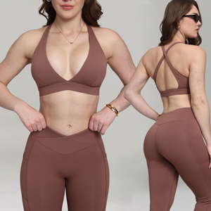 Vente en gros de leggings de yoga et de pilates de marque renommée, solides, respirants, extensibles, sans couture, côtelés, à taille mi-haute, écologiques, en élasthanne, à taille haute et élastiques - Product Image 6