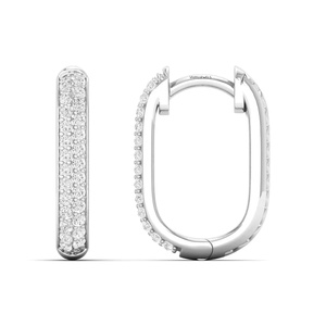 Luxury Double <b>Row</b> Round Cut Lab Grown Diamond Hoop Earrings in 10K 14K 18K Gold 925 935 Sterling Silver Fine Jewelry - Product Image 4