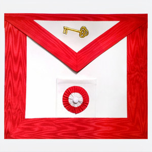 AASR 7th Degree <b>apron</b> gold <b>white</b> leather symbolic Machine embroidery Scottish Rite ceremonial regalia ritual - Product Image 5