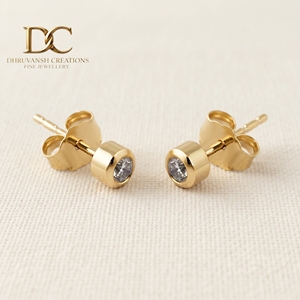 Pendientes de Diamantes Cultivados en Laboratorio con Certificado IGI, Oro Amarillo Sólido de 14 Quilates, Corte Brillante Redondo, Joyería para Mujer, Boda, Fiesta - Product Image 3