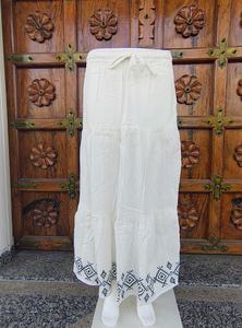 Faldas Midi de Algodón Asimétricas de Cintura Alta con Cordón para Mujer, Estilo Bohemio Vintage, para Vacaciones, Playa, Fiesta, Casual, ODM - Product Image 2