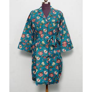 เดรสยาวพิมพ์ลายดอกไม้สไตล์โบฮีเมียน ผ้าฝ้ายแท้ 100% แขนทรงระฆัง พิมพ์ลายด้วยมือ คอวี ความยาวปานกลาง เป็นมิตรกับสิ่งแวดล้อม เหมาะสำหรับฤดูใบไม้ร่วง - Product Image 4