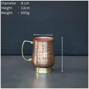 Hammered <b>Copper</b> <b>Mug</b> with Spoon & Bowl Set Portable Handmade Pure <b>Copper</b> Drinkware for Home Use - Product Image 4
