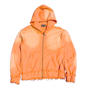 Trending Custom Rhinestone Sunfade <b>Zip</b>-Up Hoodie Street wear Hoodie Casual 100% Cotton Drop Shoulder Hoodie For Unisex - Product Image 5