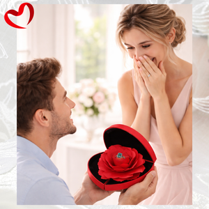 ELVROGEST SA Heart Shape Ring <b>Box</b> with Preserved Red Rose Velvet Jewelry Gift Romantic Valentine <b>Present</b> for Women Wife - Product Image 3