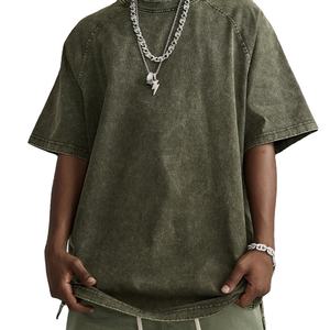 2025 nueva llegada logotipo personalizado de gran tamaño lavado ácido piedra Cómoda Vintage 100% algodón camiseta para hombres para Fitness - Product Image 1