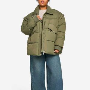 Women's Fashion Short Puffer Jacket High Waist Winter Quilted <b>Bubble</b> <b>Coat</b> Long Sleeve Zipper Closure Casual Outerwear 2026 - Product Image 4