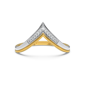 Bague de fiançailles en moissanite V-Curve avec sertissage pavé rond brillant, plaqué or, argent 925, design classique pour femme - Product Image 2