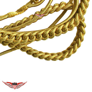 Golden <b>Braided</b> Synthetic Gold Aiguillette Gold Leading Aiguillette Ceremonial Dress Shoulder <b>Cord</b> - Product Image 3