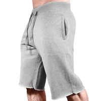 Shorts décontractés pour hommes en toile 100 % coton, antistatiques, séchage rapide, avec cordon de serrage, personnalisables, couleur unie, pour la gym, tricotés 220G, taille mi-haute