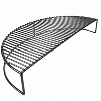 Grille de barbecue demi-lune robuste en fonte, portable, surélevée, pour charbon de bois, résistante à la corrosion, anti-poussière et aux UV