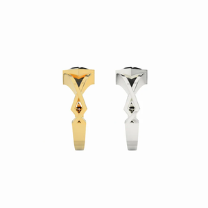 Bague à profil coupé de précision, autre, 5 mm, diamant synthétique blanc, peinte à la main, plaqué or blanc rose 18 carats - Product Image 2