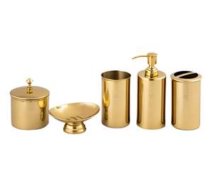 Juego de Baño de Metal de Diseño con Acabado Elegante, Ideal para Decoración de Baños de Casas y Hoteles de Lujo - Product Image 1