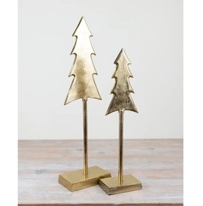 Metal Christmas <b>Tree</b> Decorations Set of 3 Hammered Cone Shapes with <b>Star</b> Tops Traditional Style Handicraft - Product Image 5