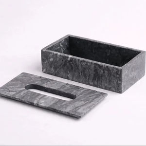 Caja de pañuelos moderna de mármol gris, ideal para escritorio de oficina, mostrador de baño, mesa del hogar y ocasiones de regalo. Venta al por mayor desde India. - Product Image 1