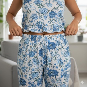 Cotton Night <b>Suit</b> Set <b>Women's</b> Floral Print Button Down Top Pajama Set Short Sleeve Summer Sleepwear <b>Lounge</b> Wear - Product Image 6
