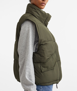 Chaqueta de Invierno Acolchada para Mujer, Gruesa, Impermeable, Cálida, Rellena de Algodón, con Camuflaje Teñido y Bordado, Sin Mangas, Largo Regular - Product Image 2