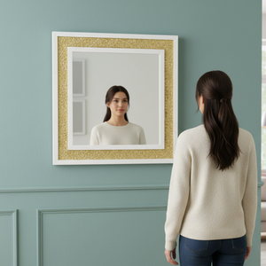 Resin Mirror 20x20 Inch <b>Square</b> Wall Hanging Decorative Mirror for Living Room Bedroom Bathroom | Elegant Home Decor Mirror - Product Image 4