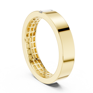 แหวนแต่งงานผู้ชายทรงบาแกตต์ เพชรเลี้ยงในห้องปฏิบัติการ 14K 18K ทองคำแท้ ชุบโรเดียม ฝังแบบ Bezel น้ำหนัก 0.12 กะรัต DEF VVS เครื่องประดับชั้นดี - Product Image 4