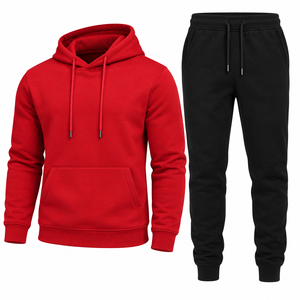 Ensemble sweat à capuche et pantalon de jogging pour homme, ensemble de survêtement uni 2 pièces, vêtements de sport décontractés, ensemble de survêtement assorti, vente en gros - Product Image 1