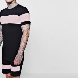 Ensemble de shorts et survêtement deux pièces personnalisé pour hommes, idéal pour le fitness et les loisirs, séchage rapide, style vintage color block, vente en gros - Product Image 4