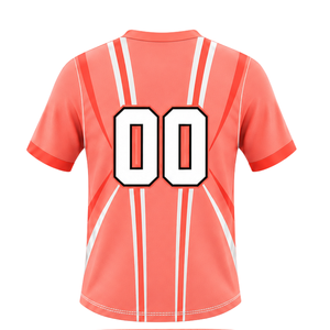 Maillot de rugby blanc et orange corail à manches courtes et col en V, uniforme d'équipe respirant et léger, vêtements de sport personnalisés pour l'entraînement - Product Image 2