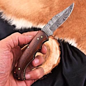 Nordic Forge Industrial Grade Damascus Steel Folding Blade Knife Rosewood Handle Leather Sheath Pocket EDC Hunting Camping Knife - Product Image 5