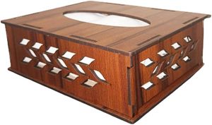 Boîte à mouchoirs en bois artisanale moderne, design carré, finition naturelle, autoportante, accessoire décoratif pour la maison - Product Image 2