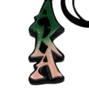 Collar AKA Wizard Tiki con Cordón Negro y Colgante de Madera Rosa y Verde, Ajustable, Joyería de Hermandad Griega, Regalo - Product Image 3