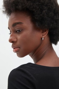 Pendientes de Aro Flotantes de Oro Sólido de 14K con 5 Diamantes Cultivados en Laboratorio en Forma de Pera de 8mm, Joyería Minimalista de Lujo para Mujer, Ideales para Fiestas - Product Image 2