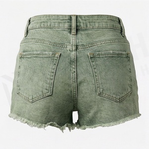 Shorts de Mezclilla para Mujer, Cintura Alta, Estilo Desgastado, Lavado a la Piedra, Color Personalizado, Moda Veraniega - Product Image 2